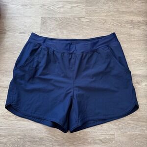 Lands End Womens Navy Blue Swim Shorts Pockets Plus Size 20W